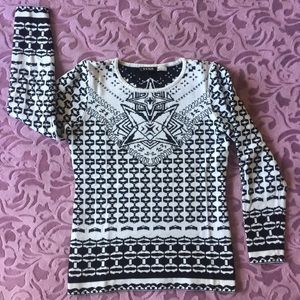 Long Sleeve Abstract Print Sweater